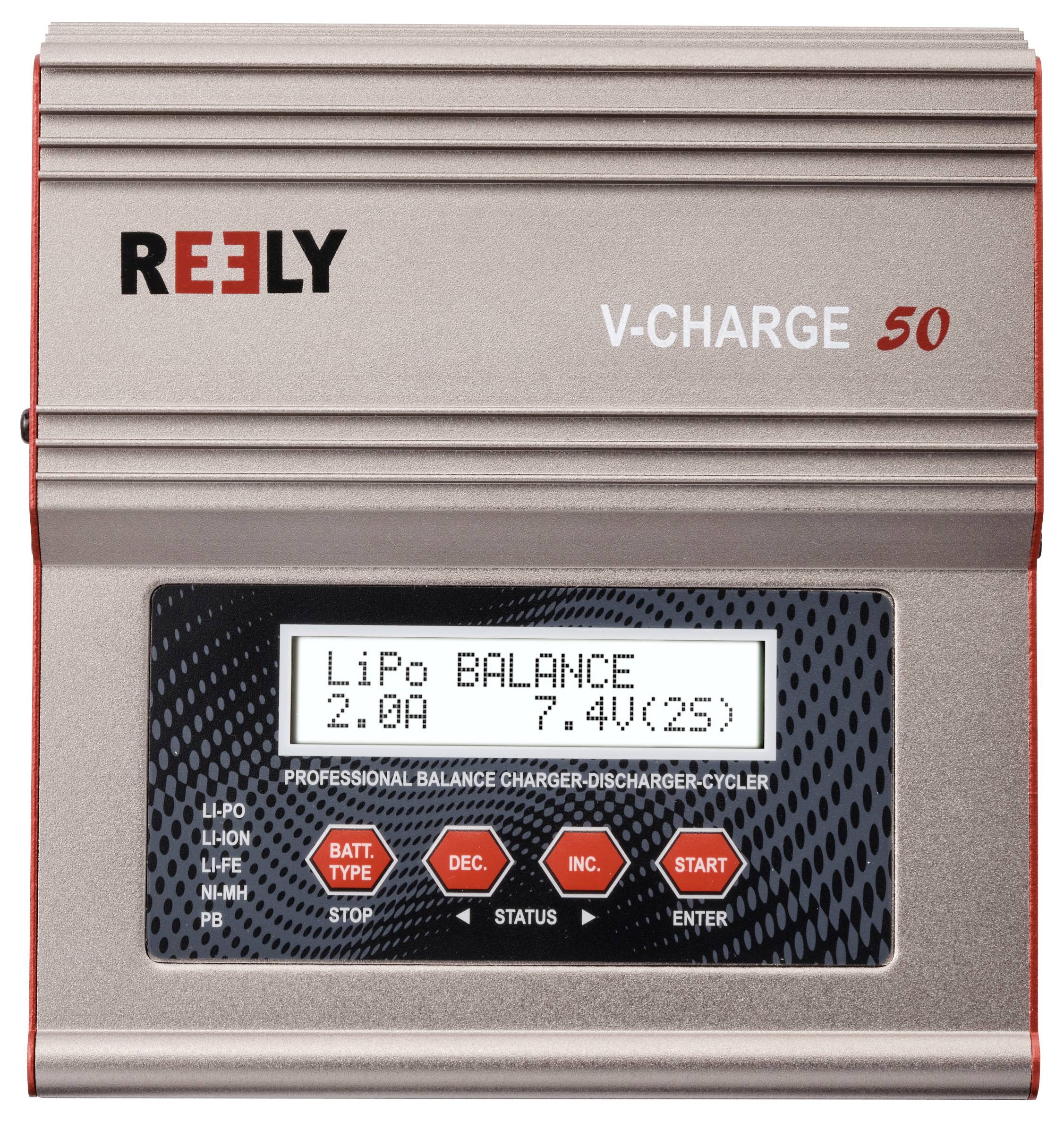 Reely V-Charge 50 Modellbau-Multifunktionsladegerät 12 V, 230V 7A LiIon, LiFePO, LiPo, NiCd, NiMH, Blei