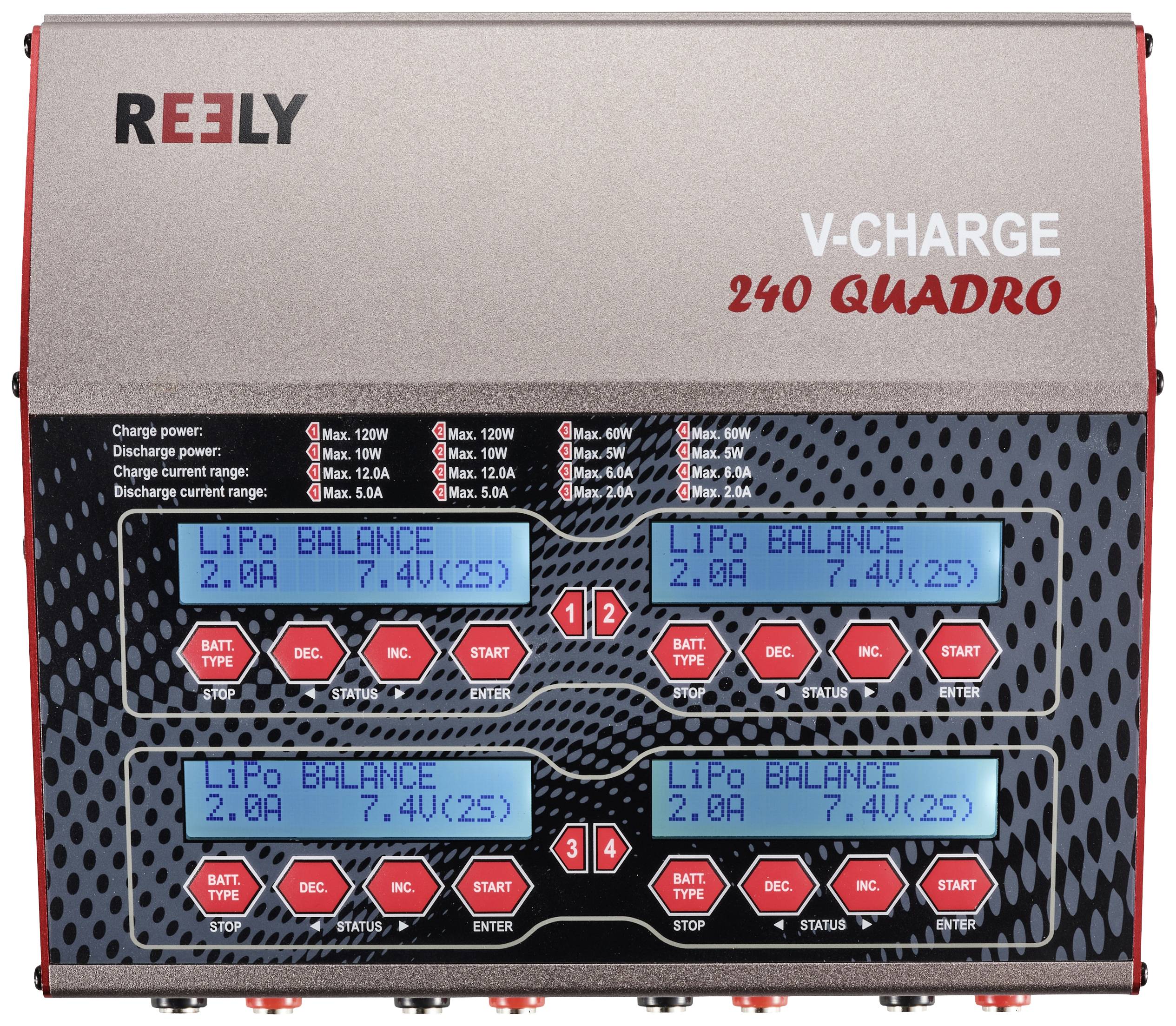 Reely V-Charge 240 Quadro Modellbau-Multifunktionsladegerät 12 V, 230V 12A LiPo, LiIon, LiFePO, LiHV, NiCd, NiMH, Blei
