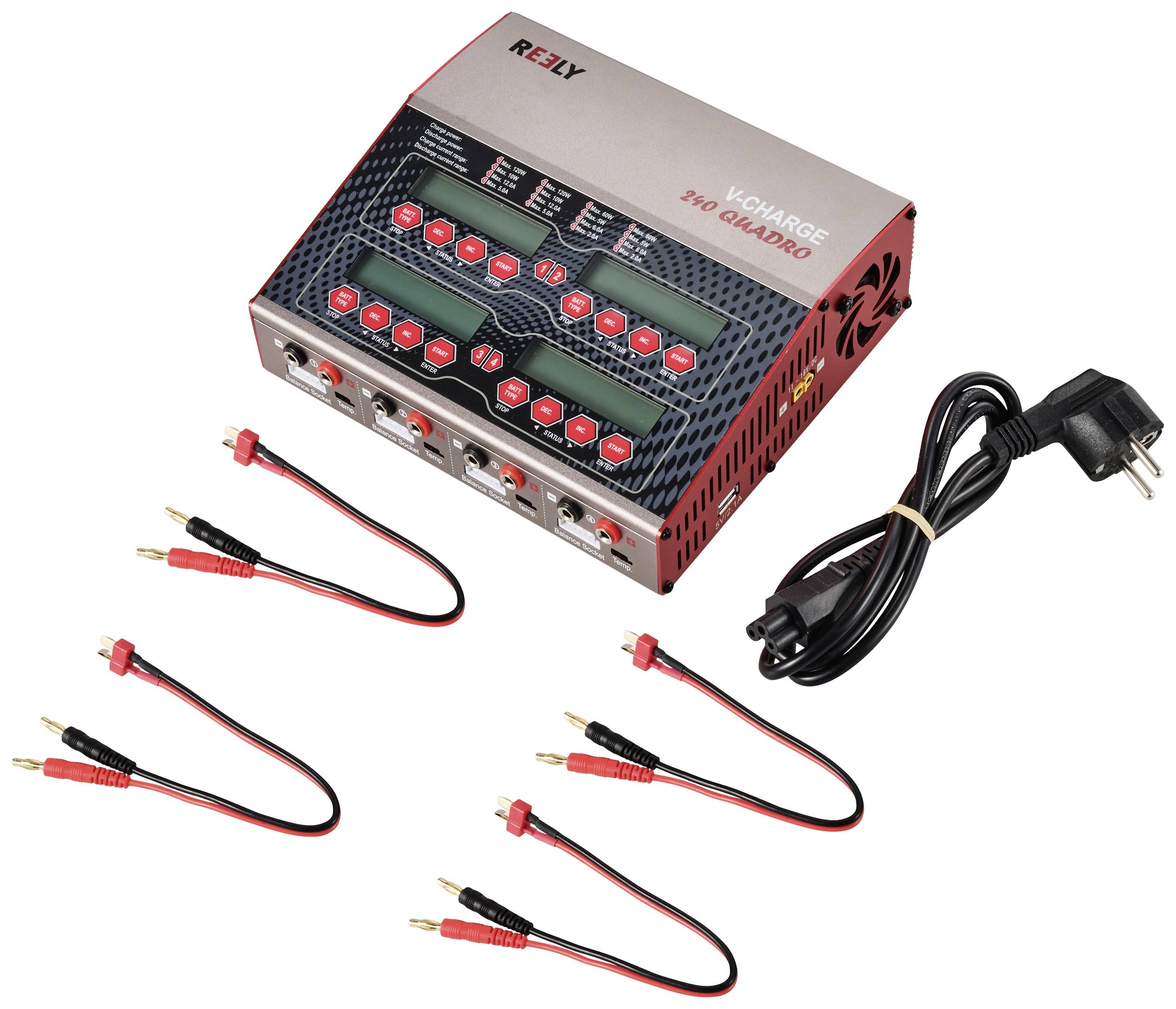 Reely V-Charge 240 Quadro Modellbau-Multifunktionsladegerät 12 V, 230V 12A LiPo, LiIon, LiFePO, LiHV, NiCd, NiMH, Blei