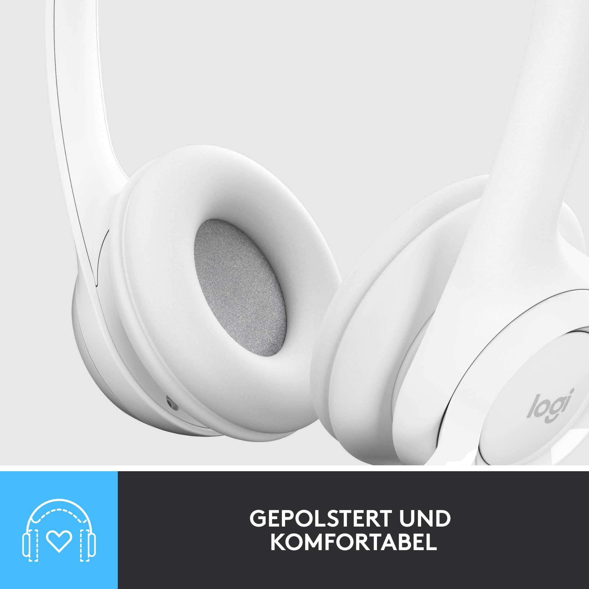 Logitech H390 Computer On Ear Headset kabelgebunden Stereo Grauweiß Mikrofon-Rauschunterdrückung Headset, Lautstärkeregelung, Mikrofon-Stummschalt