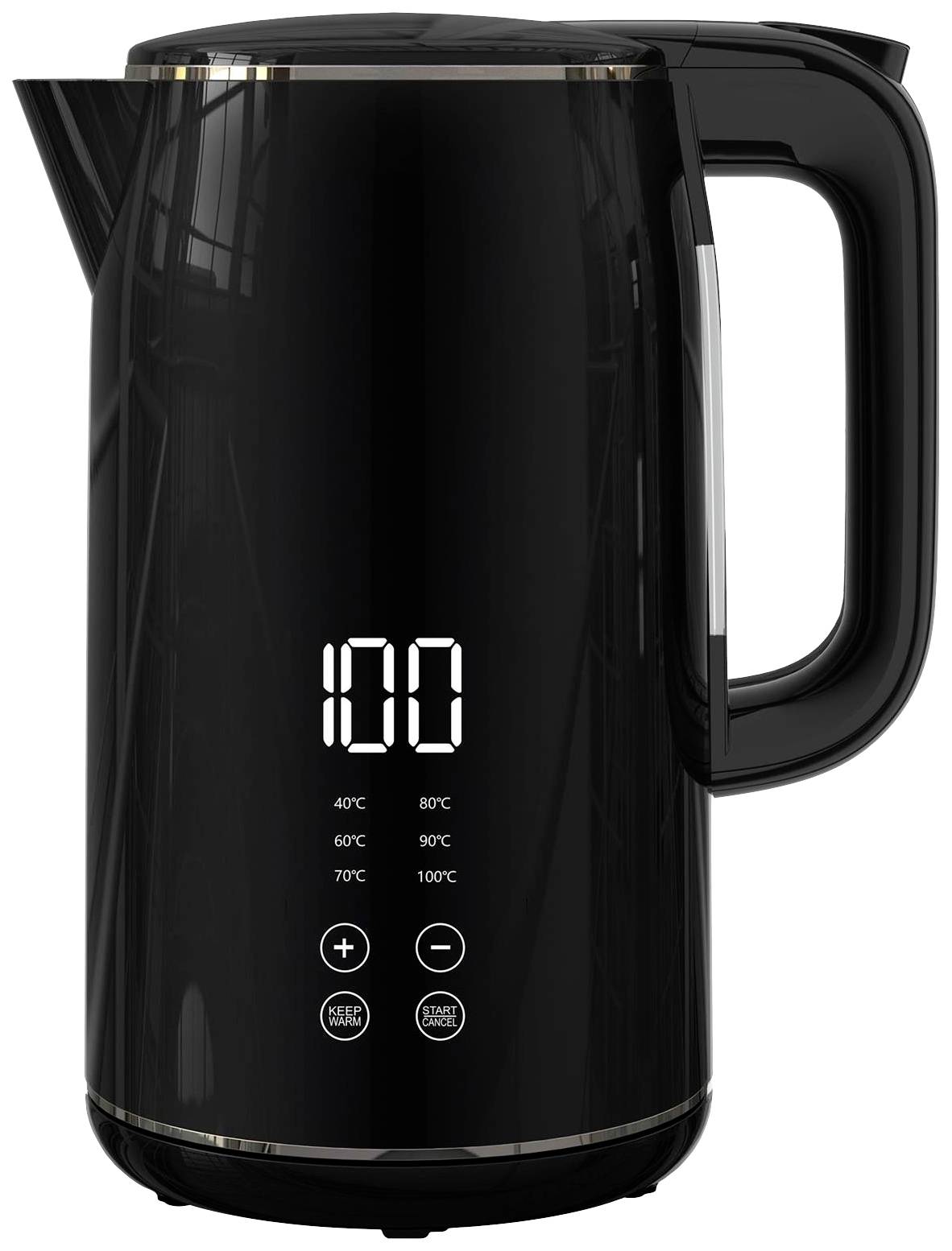 Kalorik TKG JK 2000 Wasserkocher schnurlos, mit Display Schwarz Fassungsvermögen: 1.7 l