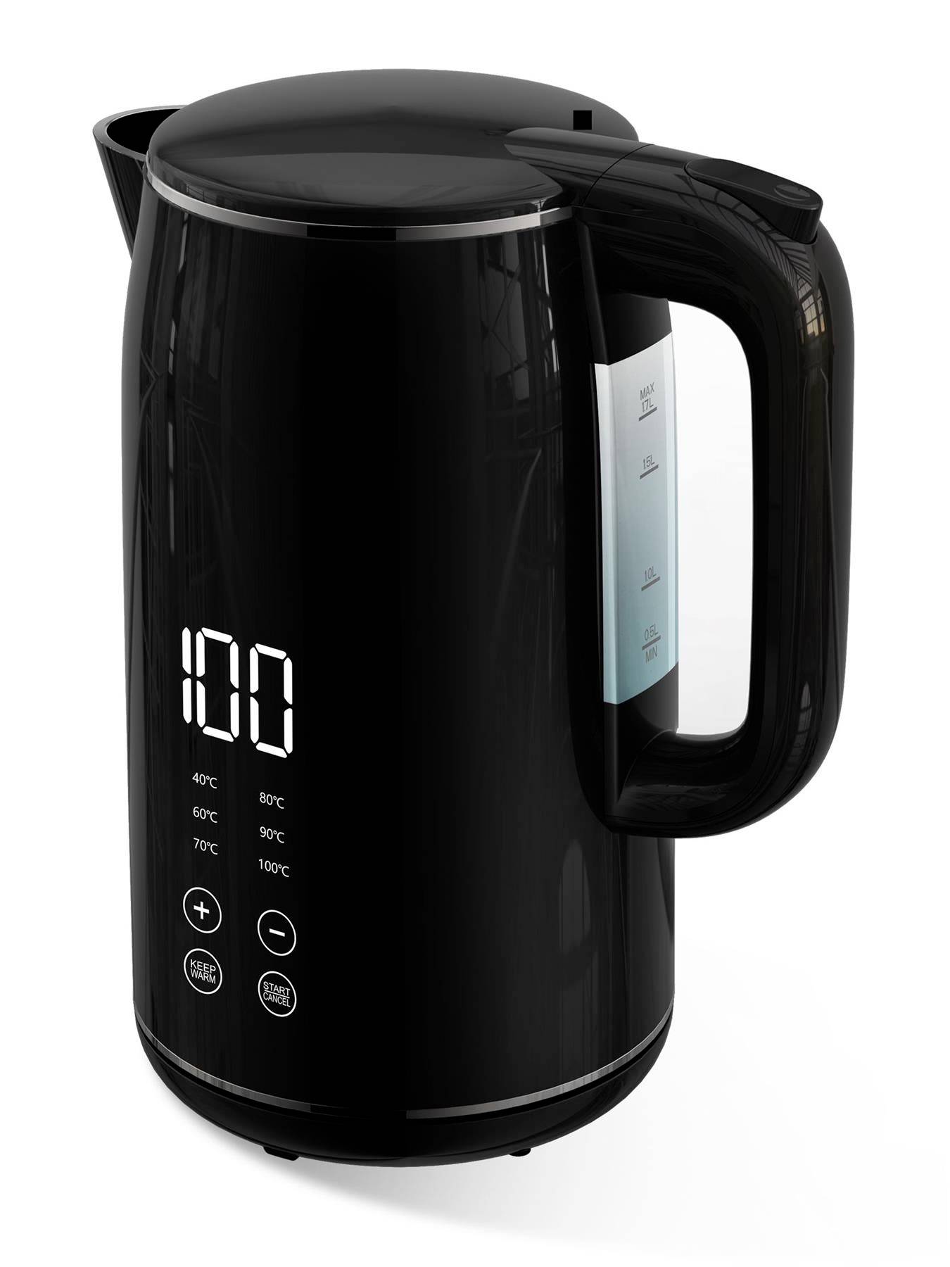 Kalorik TKG JK 2000 Wasserkocher schnurlos, mit Display Schwarz Fassungsvermögen: 1.7l