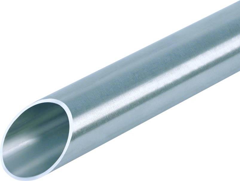 Silbernes Metallrohr, schräg dargestellt, mit glatter, reflektierender Oberfläche.