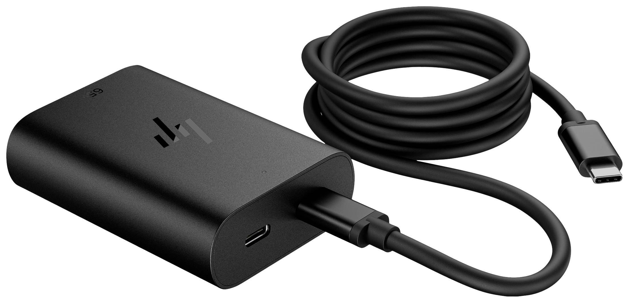 Externer Adapter mit USB-C-Anschluss und Kabel, geeignet zur Verbindung von Geräten für Datentransfer oder Stromversorgung.