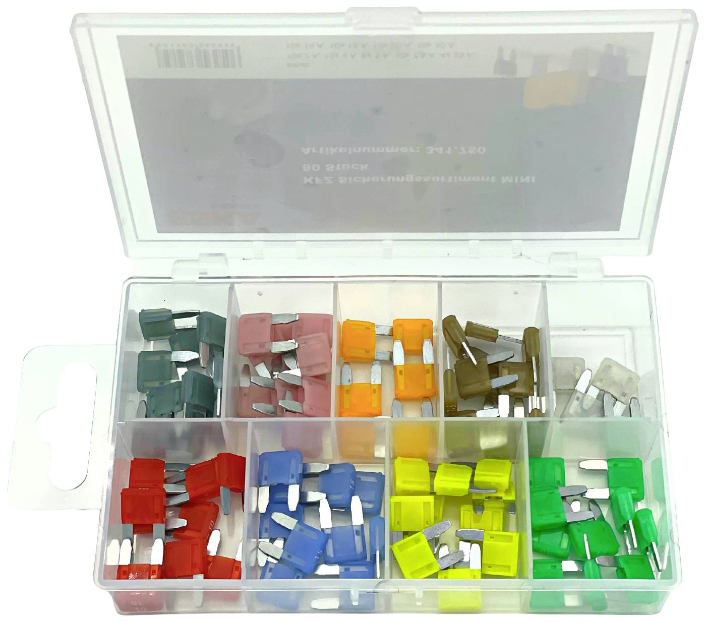 ESKA 341.750 Kfz Mini Flachsicherung 2 A, 4 A, 5 A, 7.5 A, 10 A, 15 A, 20 A, 25 A, 30A Violett, Orange, Braun, Rot, Blau, Gelb