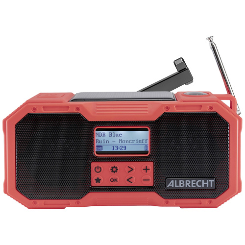 Albrecht DR 112 Outdoorradio DAB+, UKW Notfallradio, USB, Bluetooth® Akku-Ladefunktion, Handkurbel, Solarpanel