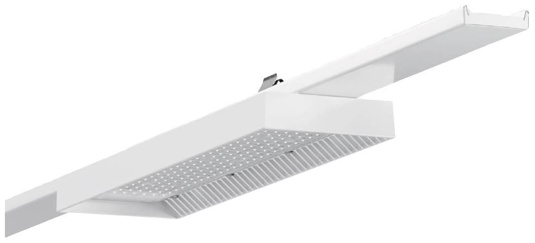 Eine weiße LED-Panelleuchte in rechteckiger Form, montiert an einer Decke, für moderne Raumbeleuchtung.