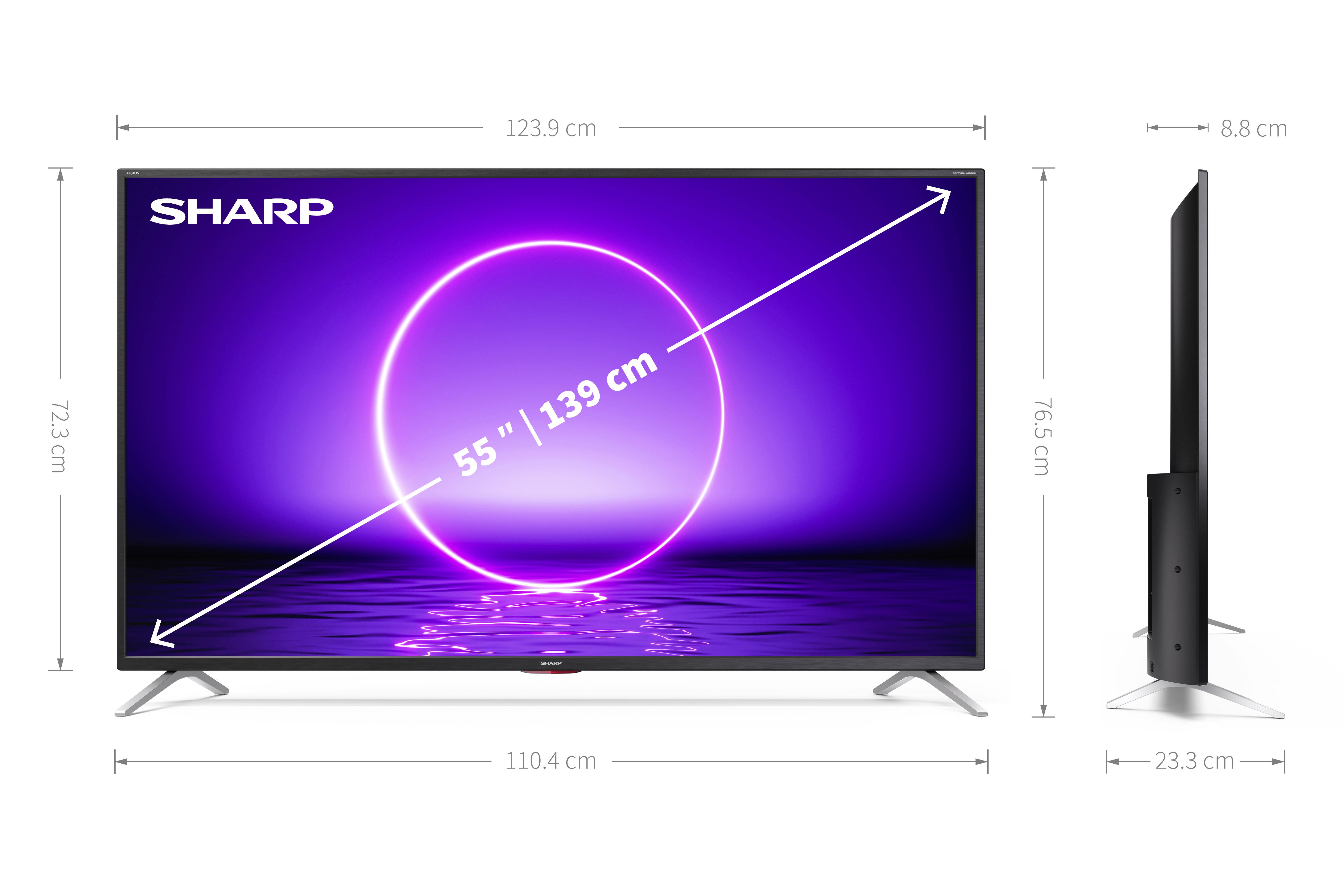 Sharp 55EL4EA LED-TV 139 cm 55 Zoll EEK G (A - G) DVB-T2, DVB-C, DVB-S, UHD, Smart TV, WLAN Schwarz