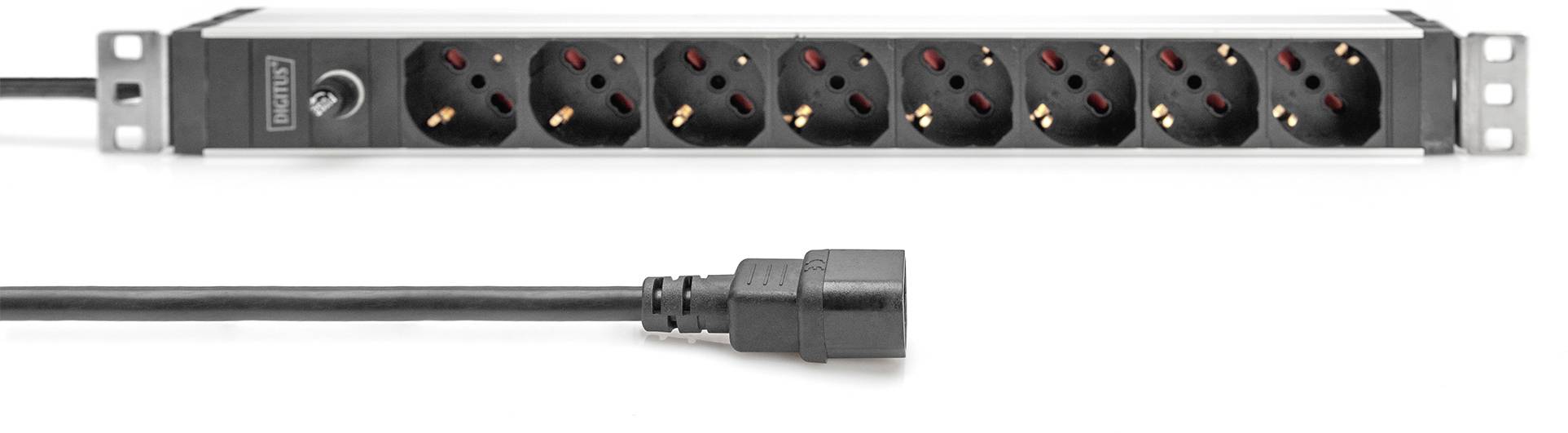 Digitus DN-95410-IT 19 Zoll Netzwerkschrank-Steckdosenleiste 1 HE Schutzkontaktsteckdose Aluminium Profil, Festeinbau, inkl.