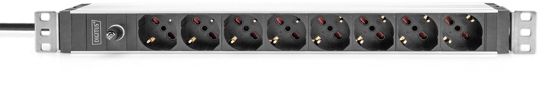 Digitus DN-95410-IT 19 Zoll Netzwerkschrank-Steckdosenleiste 1 HE Schutzkontaktsteckdose Aluminium Profil, Festeinbau, inkl.