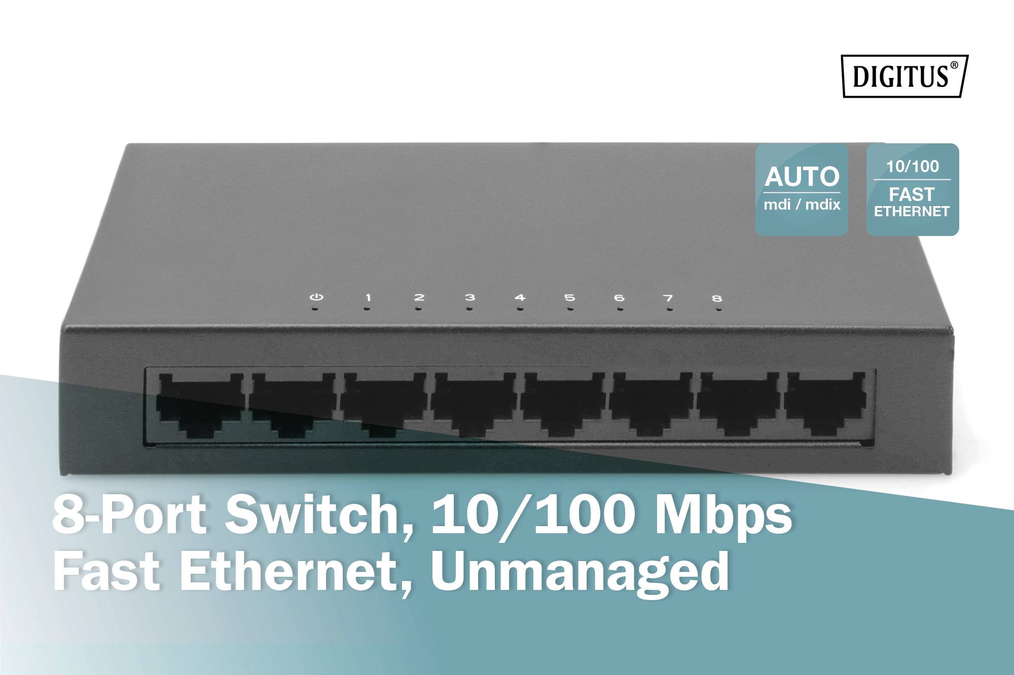 Digitus DN-80069 Netzwerk Switch RJ45 8 Port 10 / 100 MBit/s
