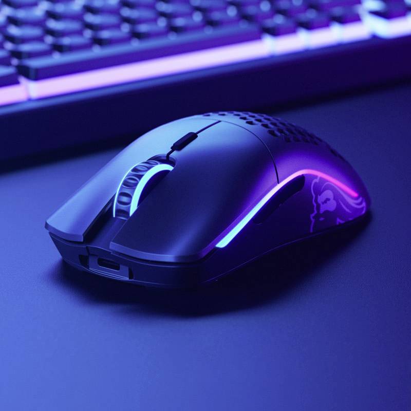 Glorious PC Gaming Race Model O- Wireless Gaming-Maus Kabellos, Kabelgebunden Optisch Schwarz 6 Tasten 19000 dpi Beleuchtet, Abnehmbares Kabel