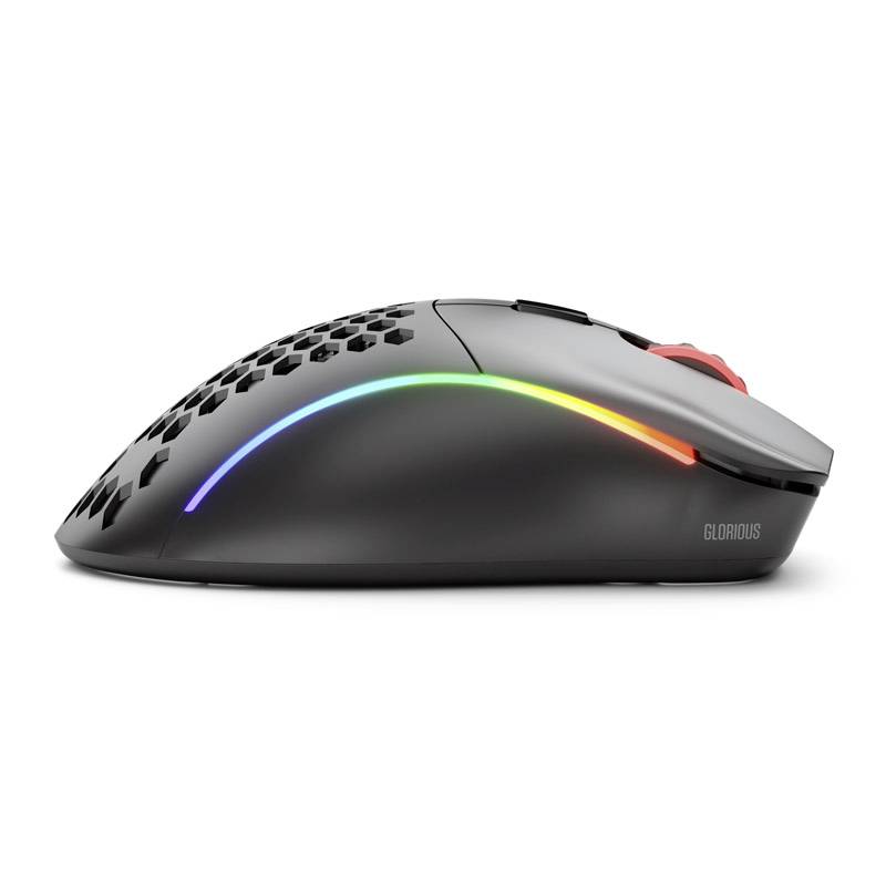 Glorious PC Gaming Race Model D- Wireless Gaming-Maus Kabellos, Kabelgebunden Optisch Schwarz 6 Tasten 19000 dpi Beleuchtet, Abnehmbares Kabel