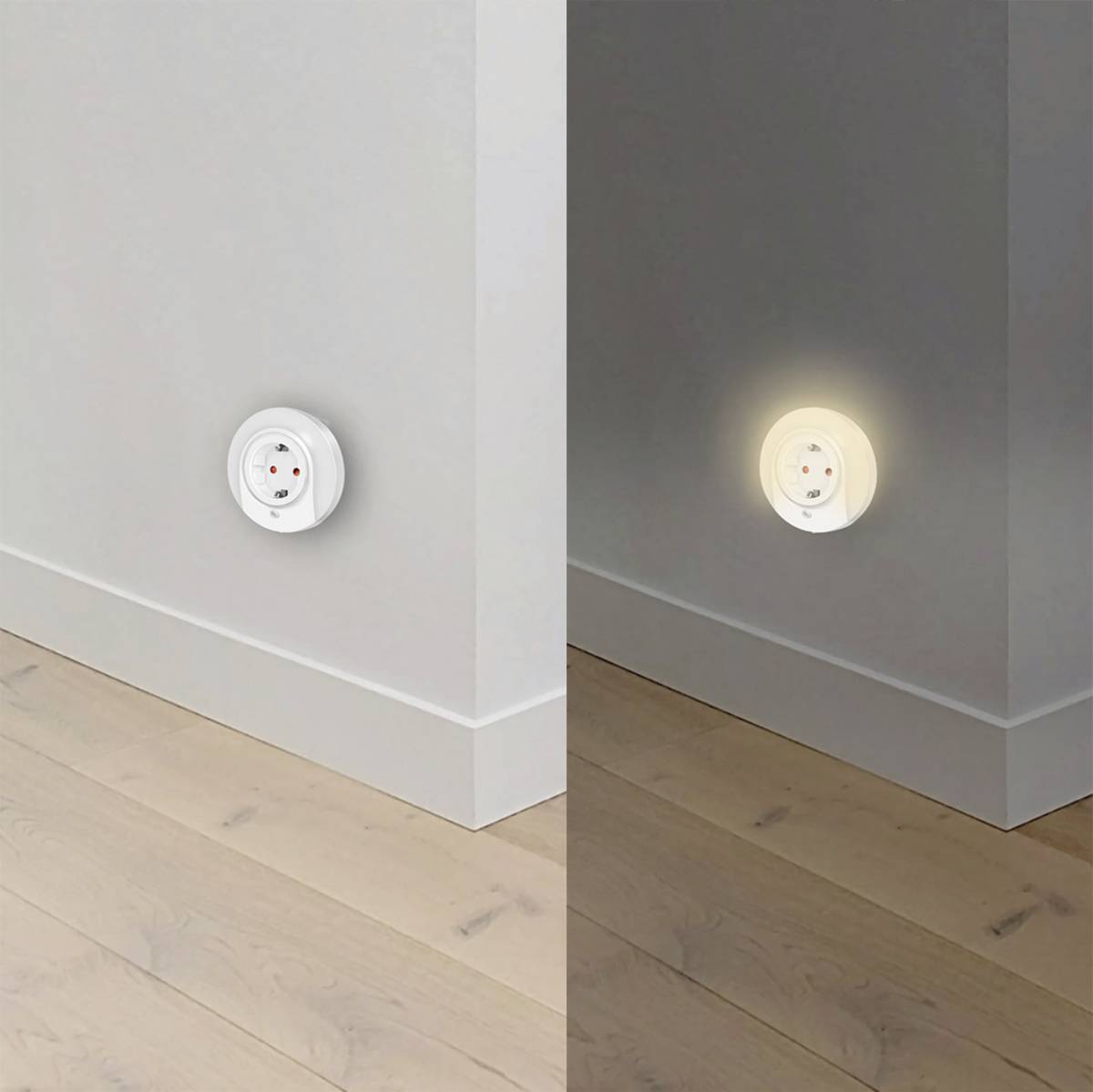 LogiLink LED012 LED012 LED-Nachtlicht mit Dämmerungssensor Rund LED Warmweiß Weiß