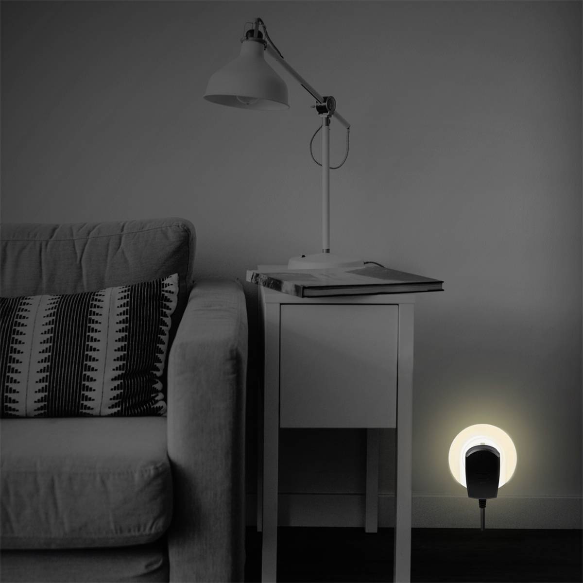 LogiLink LED012 LED012 LED-Nachtlicht mit Dämmerungssensor Rund LED Warmweiß Weiß