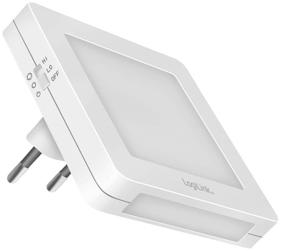 LogiLink LED013 LED013 LED-Nachtlicht mit Dämmerungssensor Quadratisch LED Warmweiß Weiß