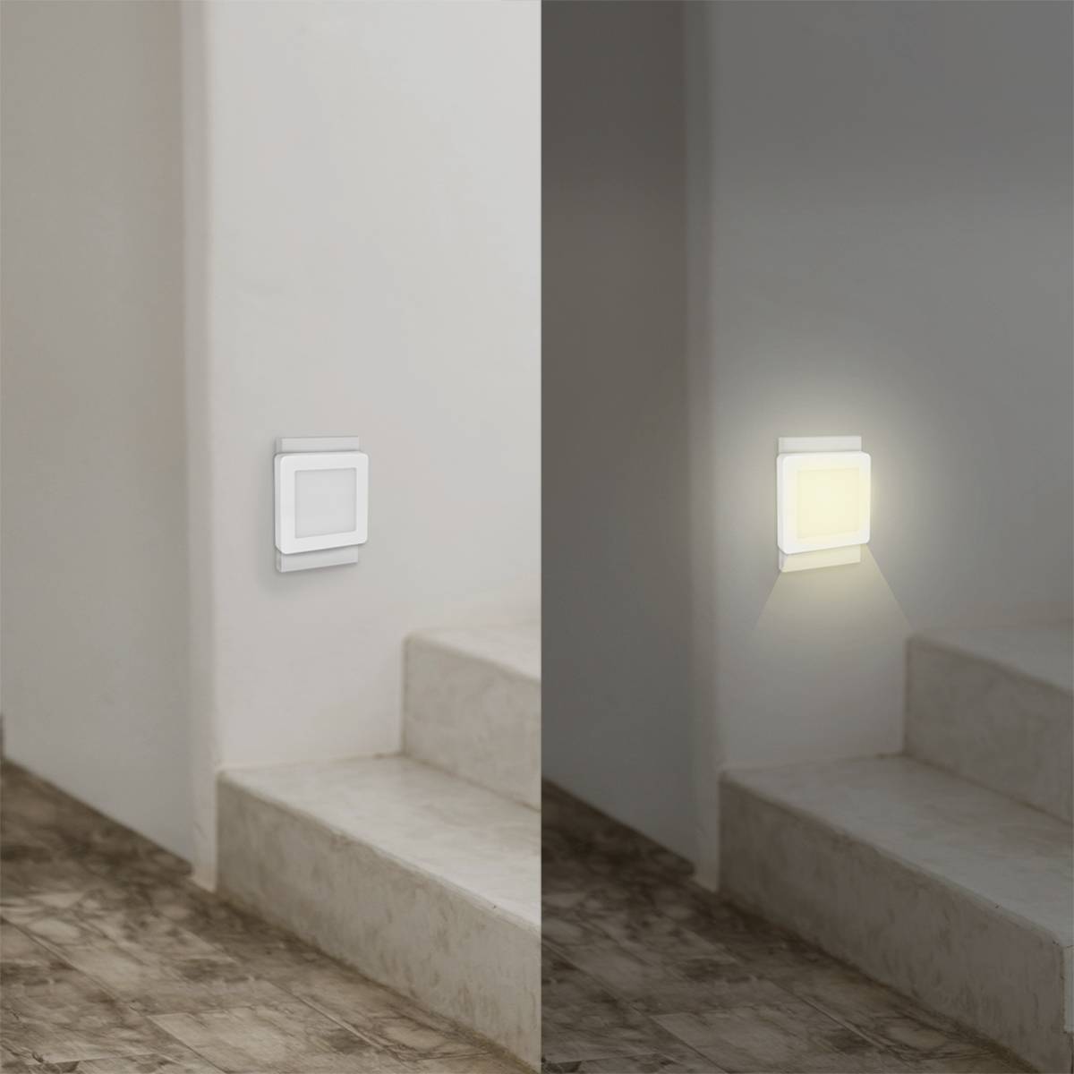 LogiLink LED013 LED013 LED-Nachtlicht mit Dämmerungssensor Quadratisch LED Warmweiß Weiß