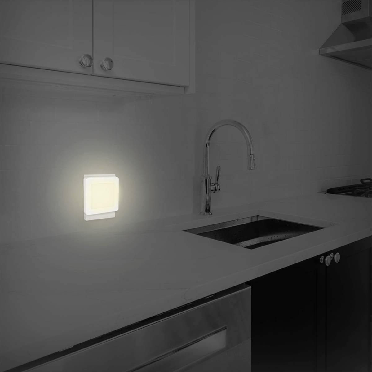 LogiLink LED013 LED013 LED-Nachtlicht mit Dämmerungssensor Quadratisch LED Warmweiß Weiß