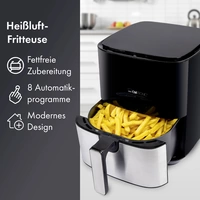 Clatronic FR 3782 H Heißluft-Fritteuse 5.0l 1450W Umluft-Funktion Edelstahl, Schwarz Clatronic FR 3782 H Heißluft-Fritteuse 5.0l 1450W Umluft-Funktion Edelstahl, Schwarz