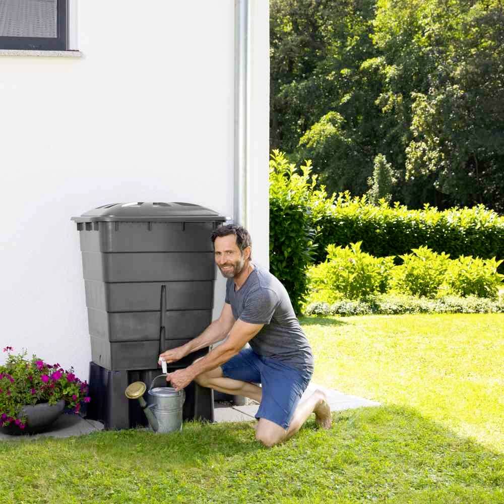 Garantia 501204 Regentonne eckig 300l graphitegrey, Deckel/Hahn 1St.