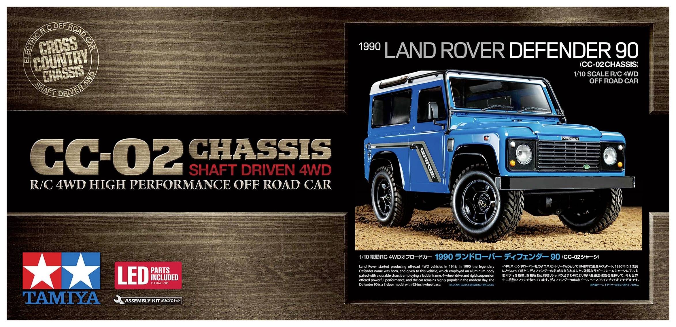 Tamiya 1:10 RC Land Rover Defender 90 CC-02 1:10 RC Modellauto Elektro Geländewagen Allradantrieb (4WD) Bausatz