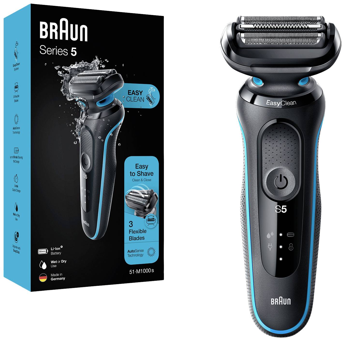 Braun 51-M1000s 51-M1000s Folienrasierer Schwarz/Blau
