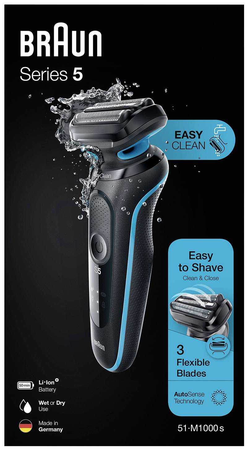 Braun 51-M1000s 51-M1000s Folienrasierer Schwarz/Blau