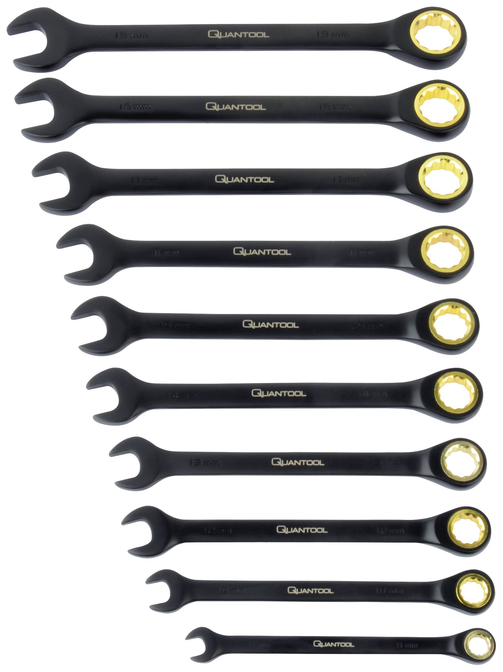 Brüder Mannesmann Q25210 Quantool Rollgabelschlüssel-Satz 10teilig Schlüsselweite (Metrisch) 8 - 19mm