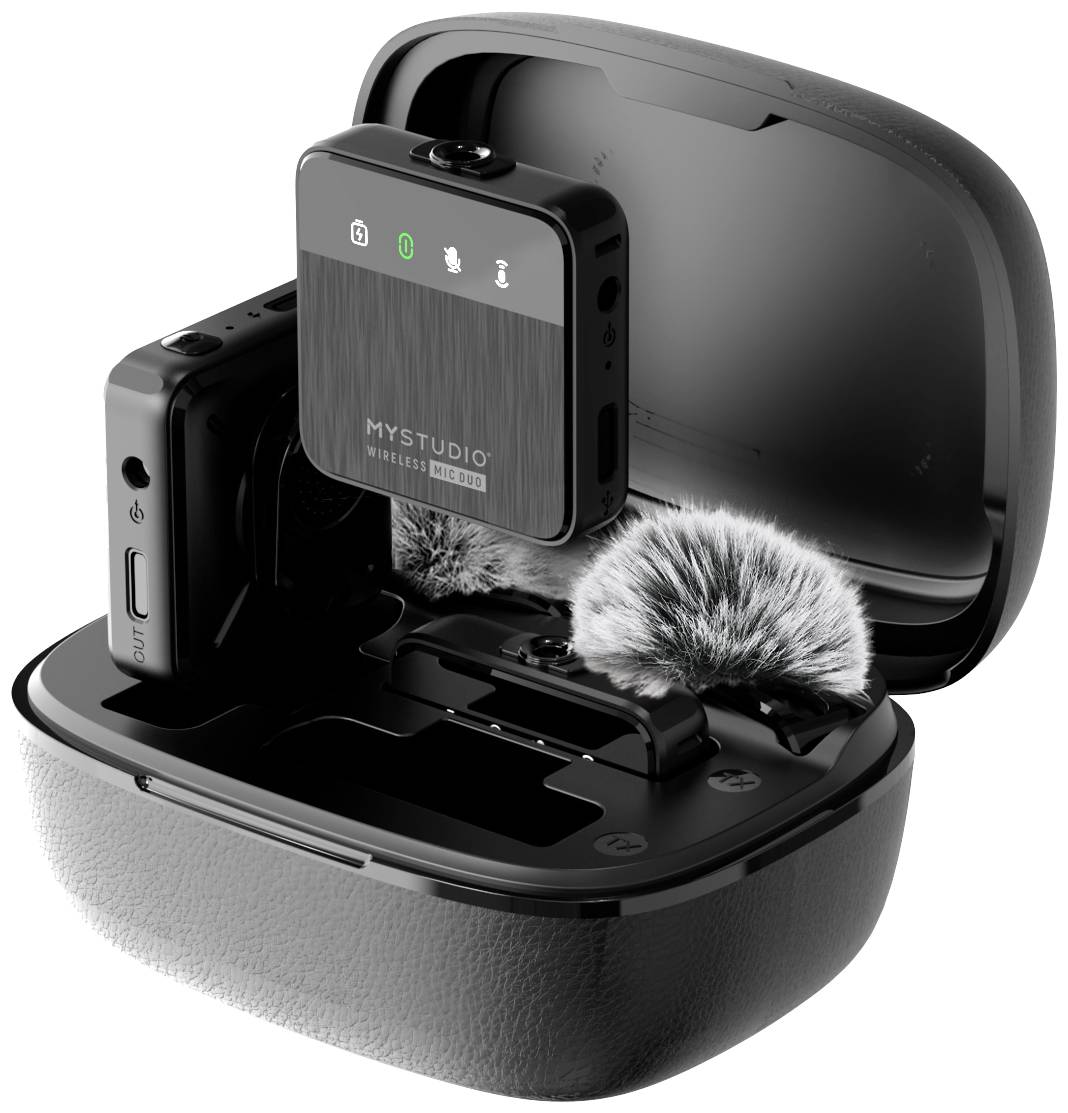 Easypix MyStudio® Wireless Mic Duo Ansteck Studiomikrofon Übertragungsart (Details):Kabelgebunden, Funk inkl. Windschutz, inkl