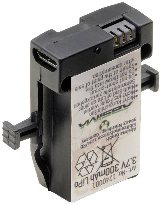 Ein schwarzes Lithium-Polymer-Batteriemodul mit mehreren Kontakten auf der Oberfläche, geeignet für elektronische Geräte.