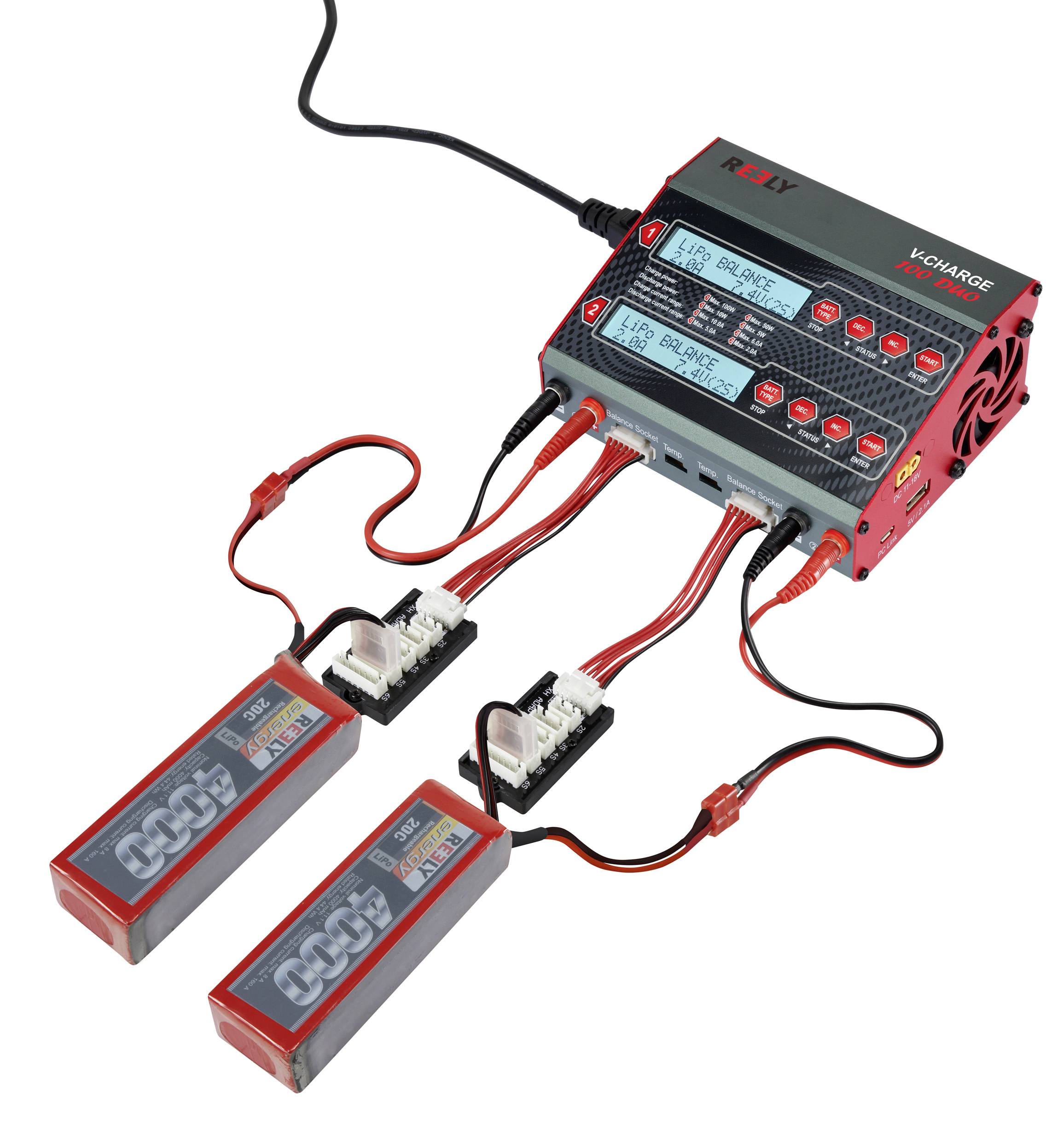 Reely V-Charge 100 Duo Modellbau-Multifunktionsladegerät 12 V, 230V 10A