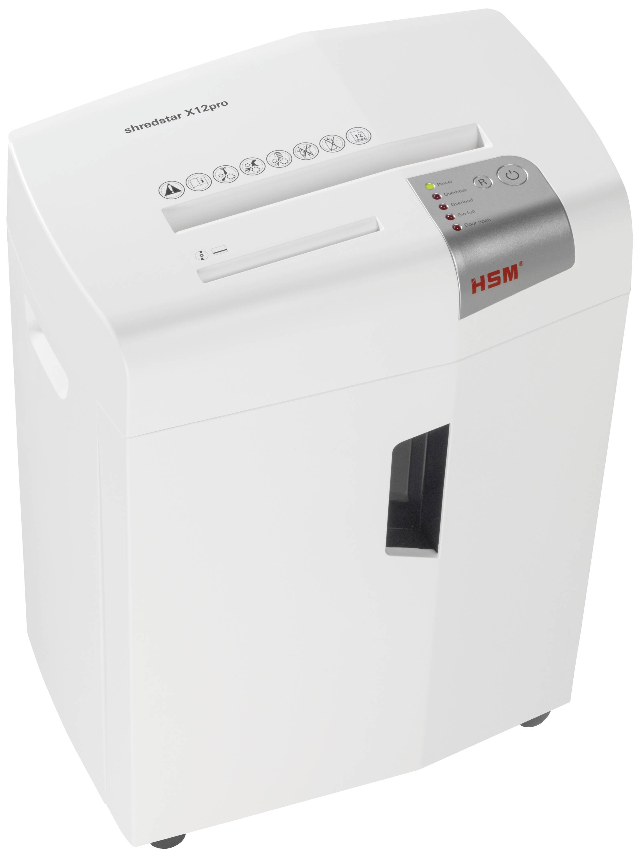HSM shredstar X12pro Aktenvernichter 12 Blatt CD-Vernichtung, Partikelschnitt 2 x 15mm P-5 26l Vernichtet auch Büroklammern, CDs