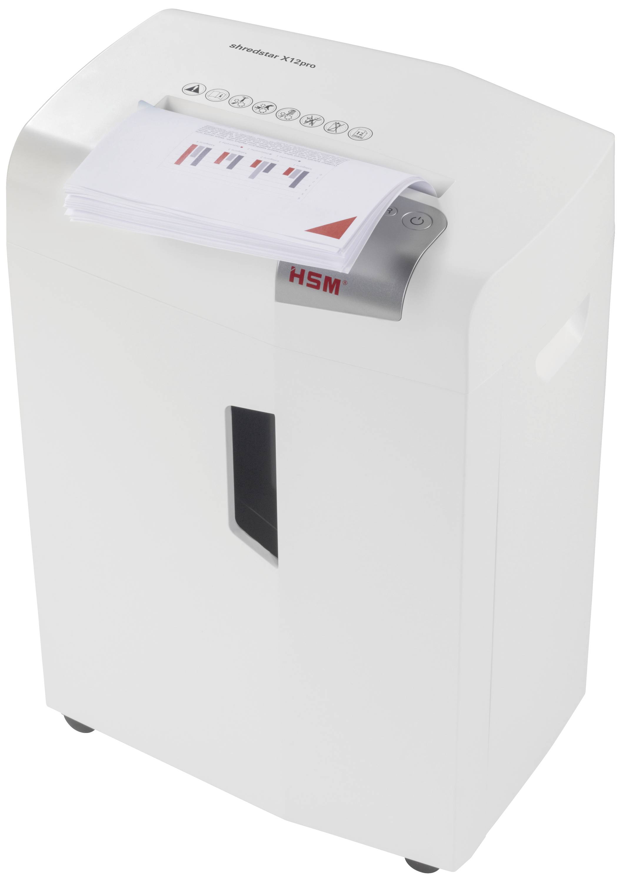 HSM shredstar X12pro Aktenvernichter 12 Blatt CD-Vernichtung, Partikelschnitt 2 x 15mm P-5 26l Vernichtet auch Büroklammern, CDs