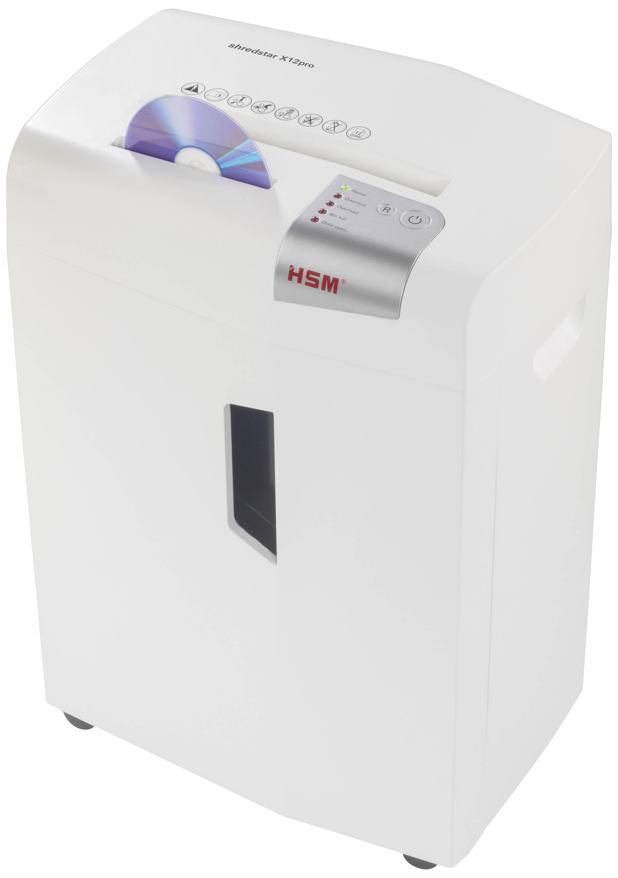 HSM shredstar X12pro Aktenvernichter 12 Blatt CD-Vernichtung, Partikelschnitt 2 x 15mm P-5 26l Vernichtet auch Büroklammern, CDs