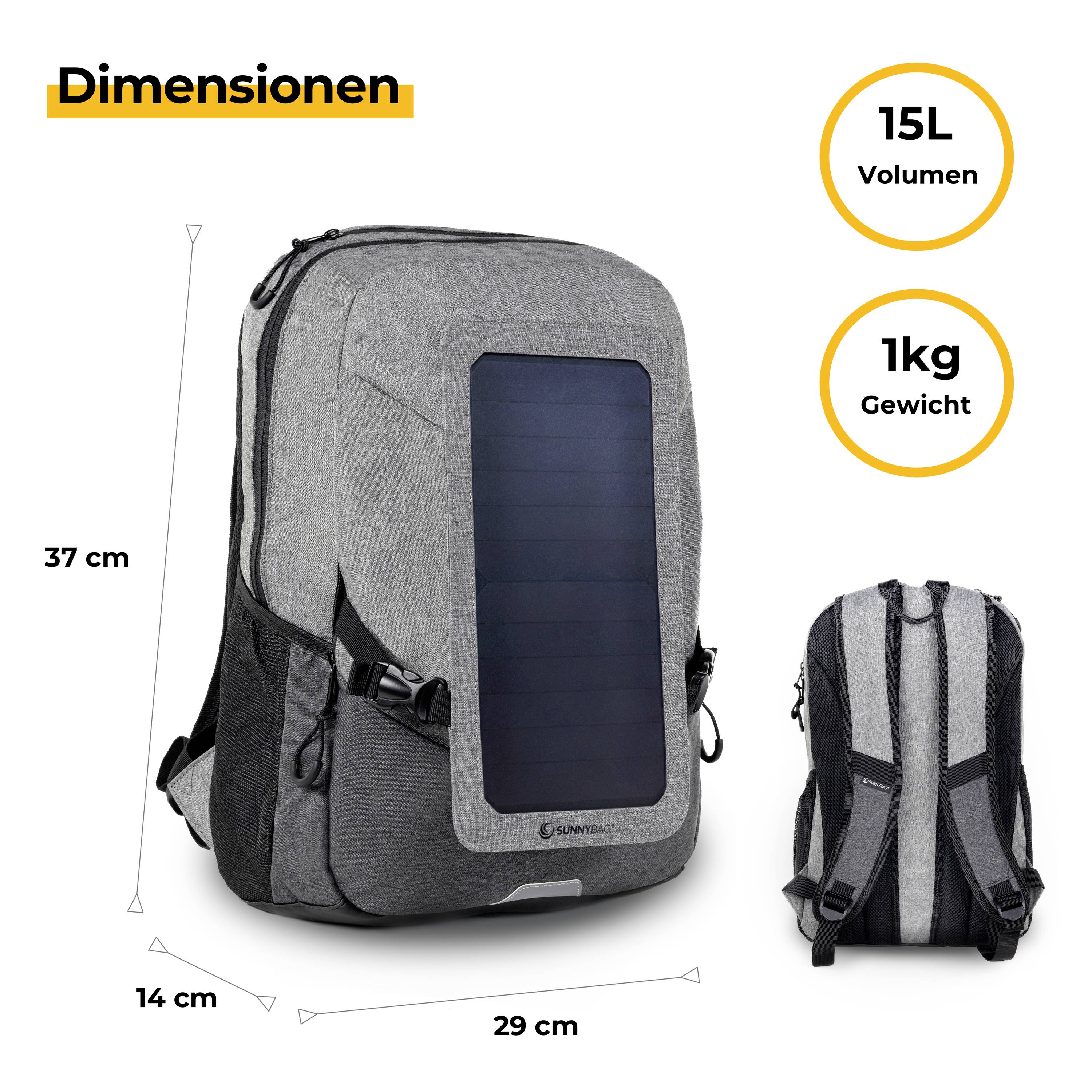 SunnyBag Solarrucksack Explorer+ 15l (B x H x T) 290 x 370 x 140mm Grau, Schwarz 135GG_01