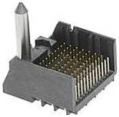 Schwarze rechteckige Buchse mit zahlreichen Metallstiften und einem spitzen Metallausrichtungsstift in der oberen linken Ecke.