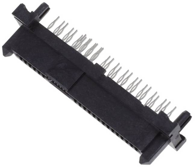 Ein schwarzer 2,54-mm-Kopfhörerbuchse mit Nulleinfügungskraft (Zero Insertion Force) und Dual-In-Line-Bauform mit Metallstiften, entwickelt für sichere Verbindungen auf Leiterplatten.
