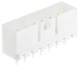 Ein weißer, rechteckiger Kunststoffstecker mit mehreren Steckplätzen, konzipiert für elektrische Komponenten oder Leiterplatten.