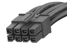 Schwarz-weißer Computer-Netzteilstecker mit acht Pins, geeignet für die Verbindung mit einer Grafikkarte.