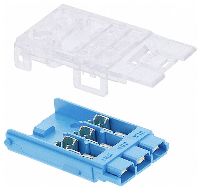 Ein rechteckiges, beiges, Kunststoff-Verbindungsgehäuse mit sechs Schlitzen, das für elektronische Komponenten verwendet wird.