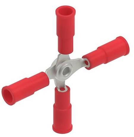 Zwei schwarz-rote Kabel mit weißen und schwarzen Kunststoffverbindern an jedem Ende, verwendet für elektronische oder elektrische Verbindungen.