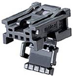 Eine schwarze elektrische Komponente mit rechteckiger Form, die ein gitterartiges Muster und eckige Kanten aufweist. Der Markenname ist auf der Seite geprägt.