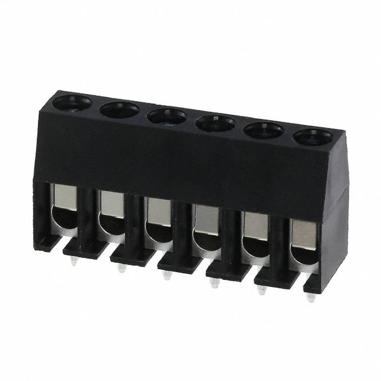Schwarzer 5-poliger Elektrosteckverbinder mit Metallkontakten für Verdrahtungsanwendungen.