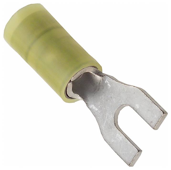 S-Stecker mit grüner Isolierhülle, konstruiert zum Crimpen von Drähten für elektrische Verbindungen.