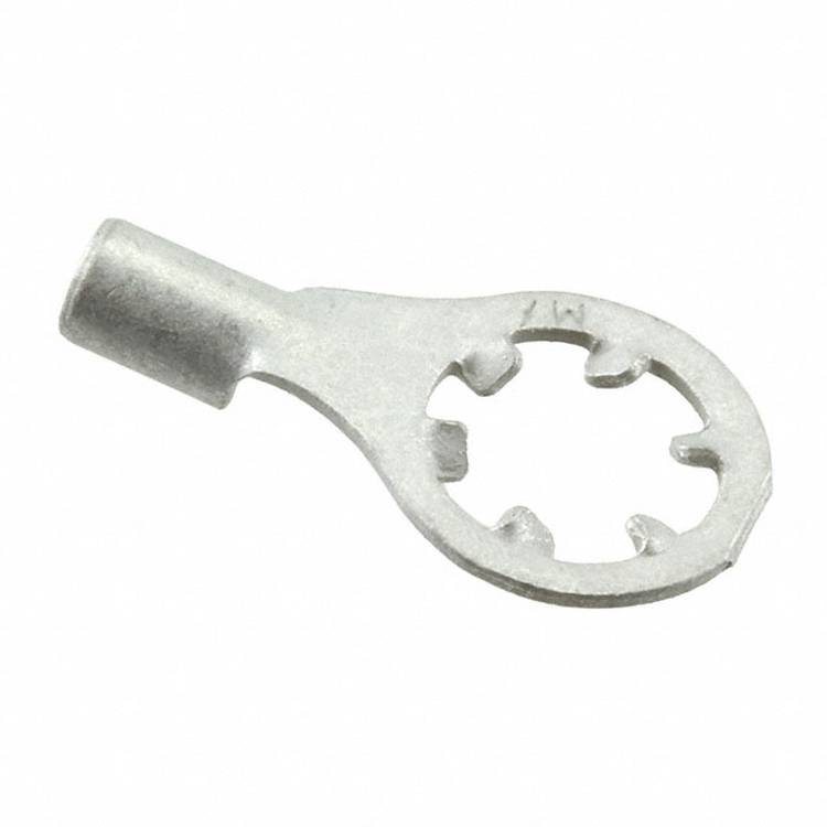 Ein silberfarbener, kreisförmiger Mehrzweckschlüssel mit integrierter Fassung und mehreren Spitzen zum Einstellen von kleineren Maschinen oder Armaturen.