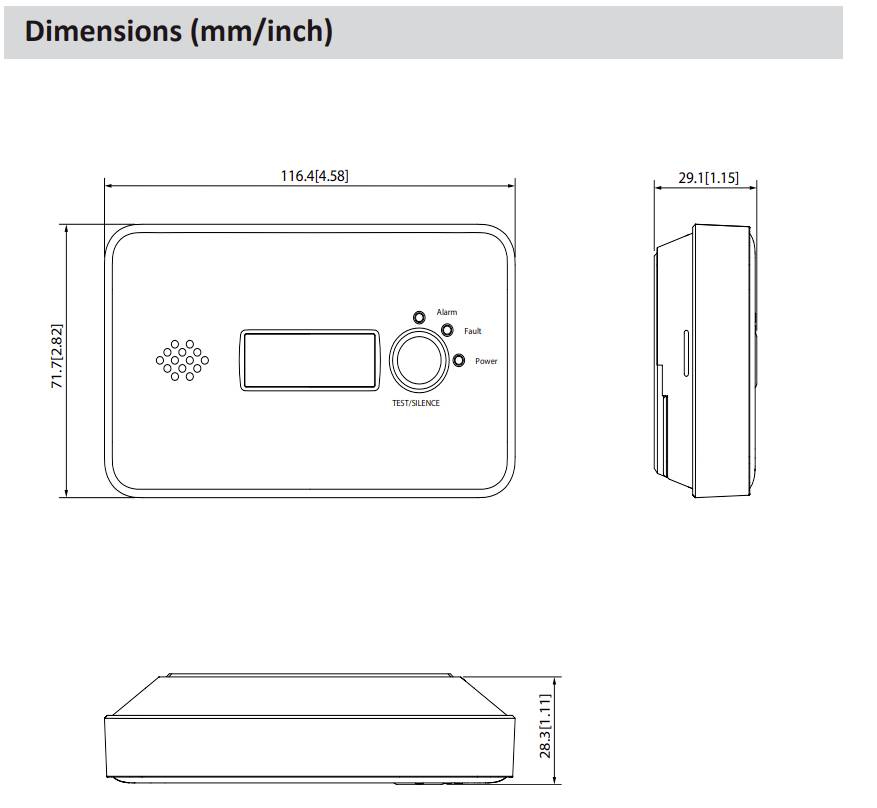 Wisualarm HY-GC20B Kohlenmonoxid-Melder inkl. 10 Jahres-Batterie batteriebetrieben detektiert Kohlenmonoxid
