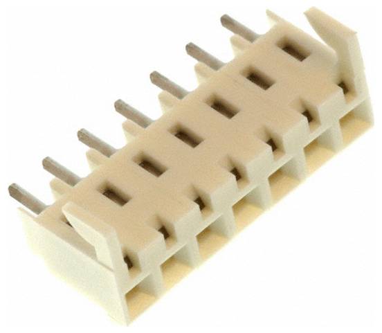 Ein beiger Elektrostecker mit acht Metallstiften, konstruiert für die Schaltungsintegration.
