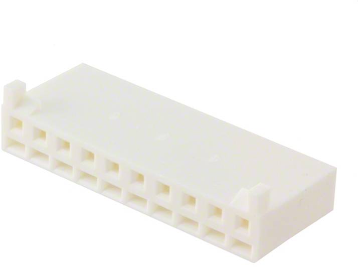 Ein weißer Kunststoff-12-Pin-Inline-Buchsenverbinder, häufig in elektronischen Geräten für sichere elektrische Verbindungen verwendet.