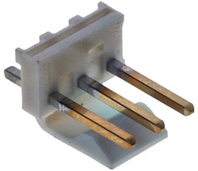 Ein dreipoliger elektrischer Stecker mit kunststoffgehäuse und freiliegenden metallkontakten, der zur verbindung von stromkreisen verwendet wird.