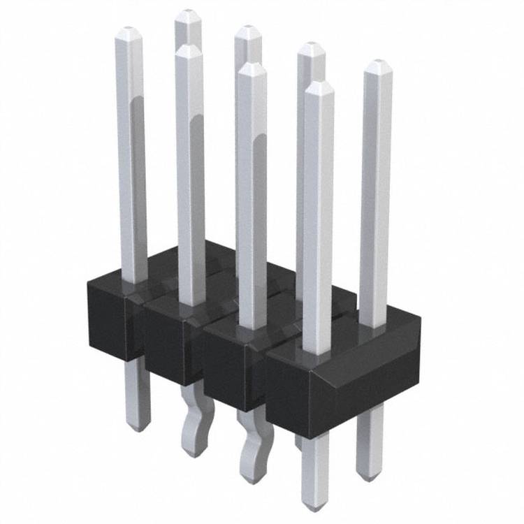 Zwei identische schwarze elektronische Komponenten mit vertikalen und horizontalen metallischen Anschlüssen.